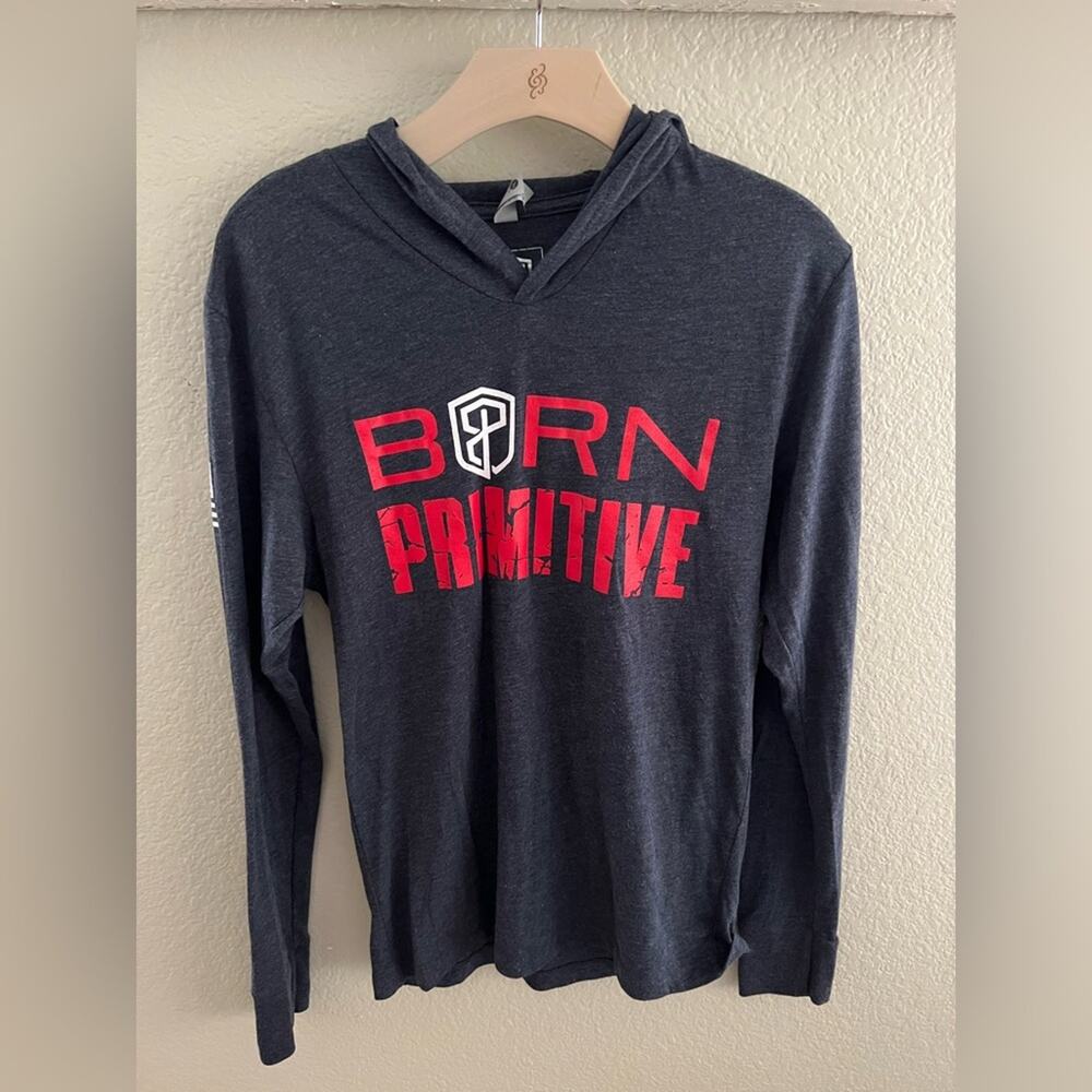 Born Primitive Long Sleeve T-shirt Red White Blue Patriotic Flag